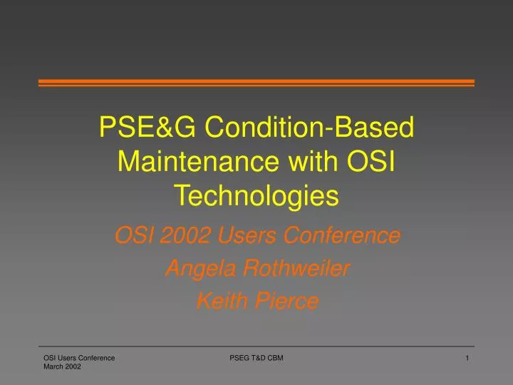 pse g condition based maintenance with osi technologies