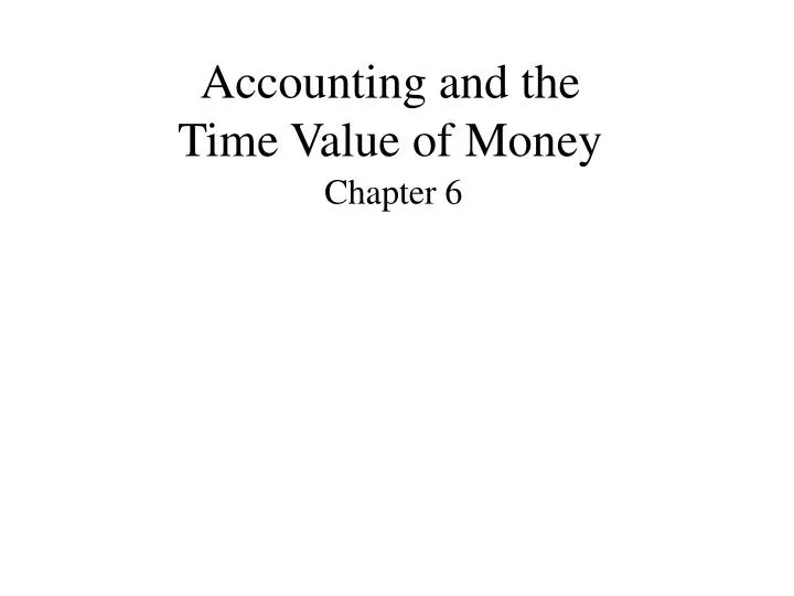 accounting and the time value of money