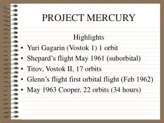 PROJECT MERCURY