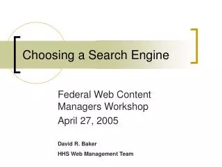 Choosing a Search Engine