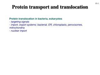 Protein transport and translocation