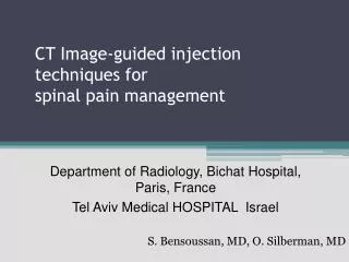 CT Image- guided injection techniques for spinal pain management