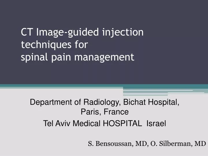 ct image guided injection techniques for spinal pain management