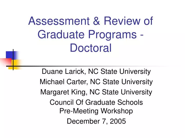 assessment review of graduate programs doctoral