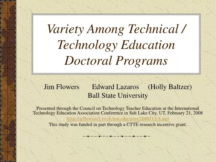 variety among technical technology education doctoral programs