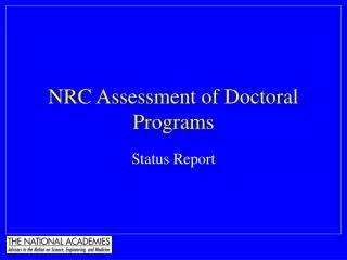 NRC Assessment of Doctoral Programs