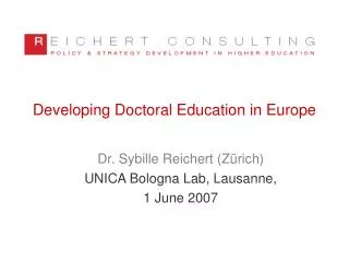 Developing Doctoral Education in Europe
