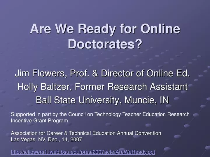 are we ready for online doctorates