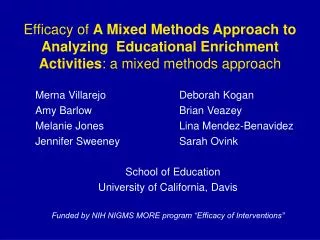 Efficacy of A Mixed Methods Approach to Analyzing Educational Enrichment Activities : a mixed methods approach