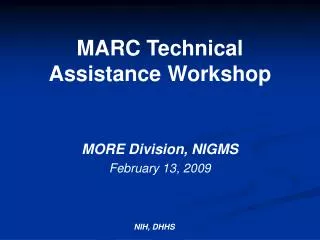 MARC Technical Assistance Workshop
