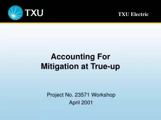 Accounting For Mitigation at True-up