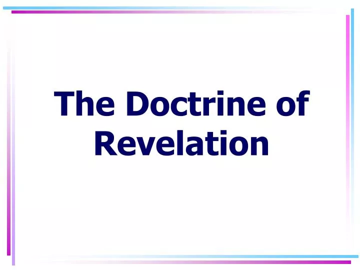 the doctrine of revelation