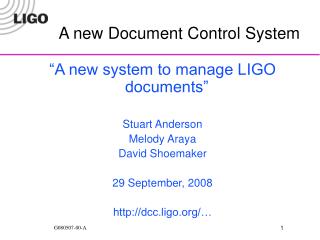 A new Document Control System