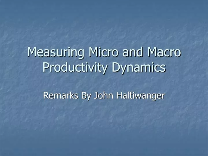 measuring micro and macro productivity dynamics
