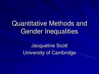 Quantitative Methods and Gender Inequalities