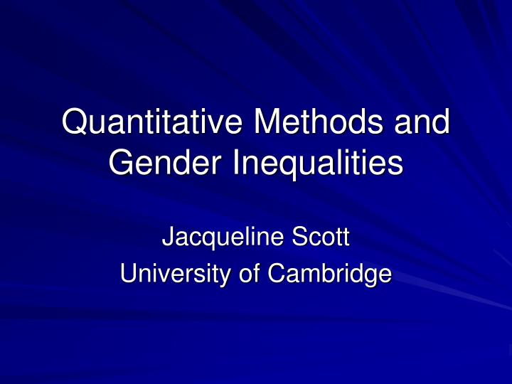 quantitative methods and gender inequalities