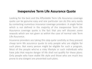 Inexpensive Term Life Assurance Quote
