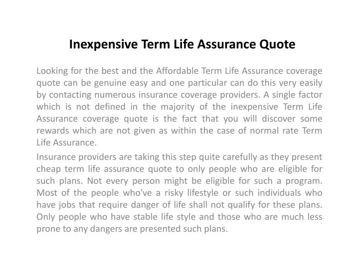 inexpensive term life assurance quote