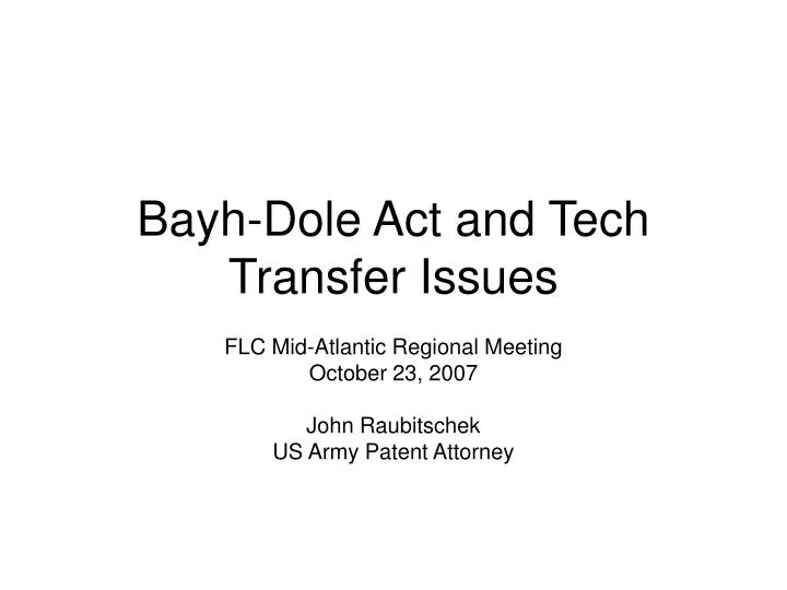 bayh dole act and tech transfer issues