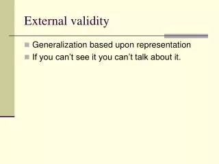 External validity