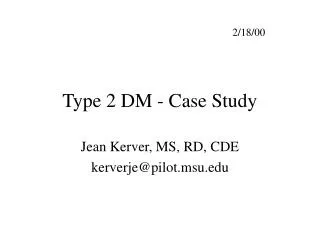 Type 2 DM - Case Study