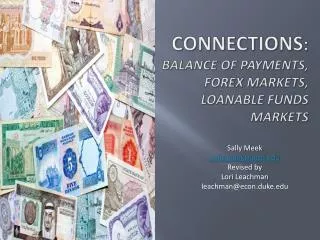 Connections : Balance of Payments, Forex Markets, Loanable Funds Markets
