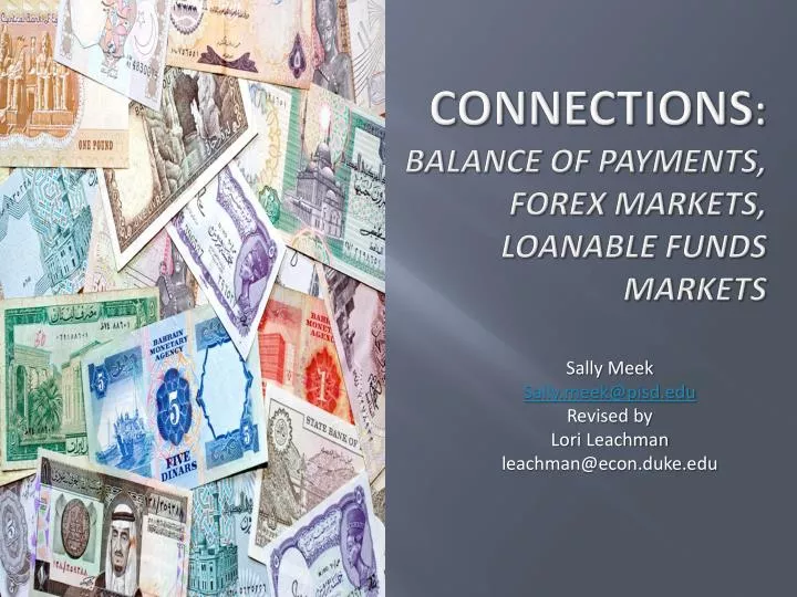 connections balance of payments forex markets loanable funds markets