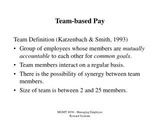 Team-based Pay