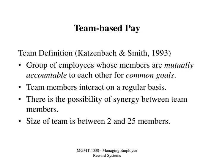 team based pay