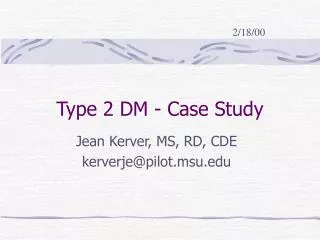 Type 2 DM - Case Study