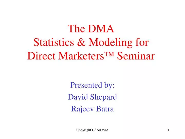 the dma statistics modeling for direct marketers seminar