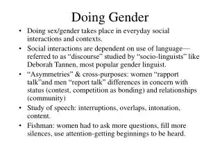 Doing Gender