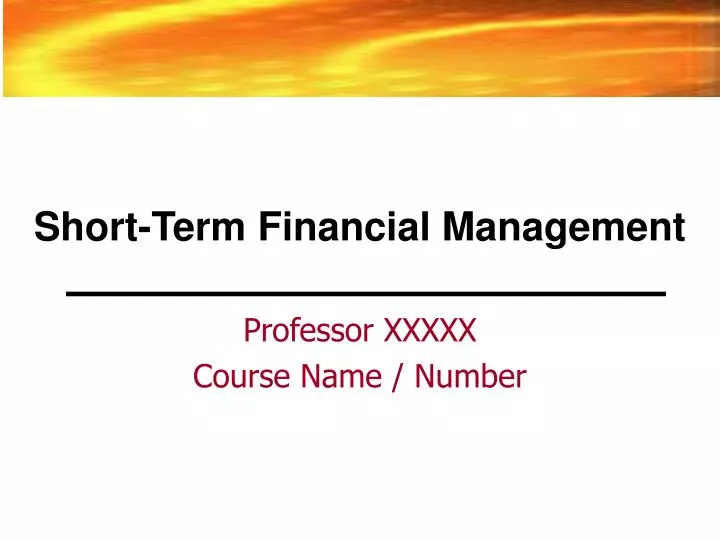 short term financial management