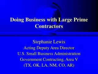 Doing Business with Large Prime Contractors