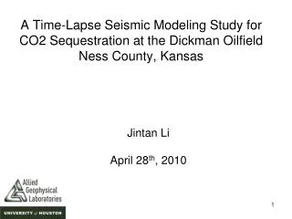 A Time-Lapse Seismic Modeling Study for CO2 Sequestration at the Dickman Oilfield Ness County, Kansas