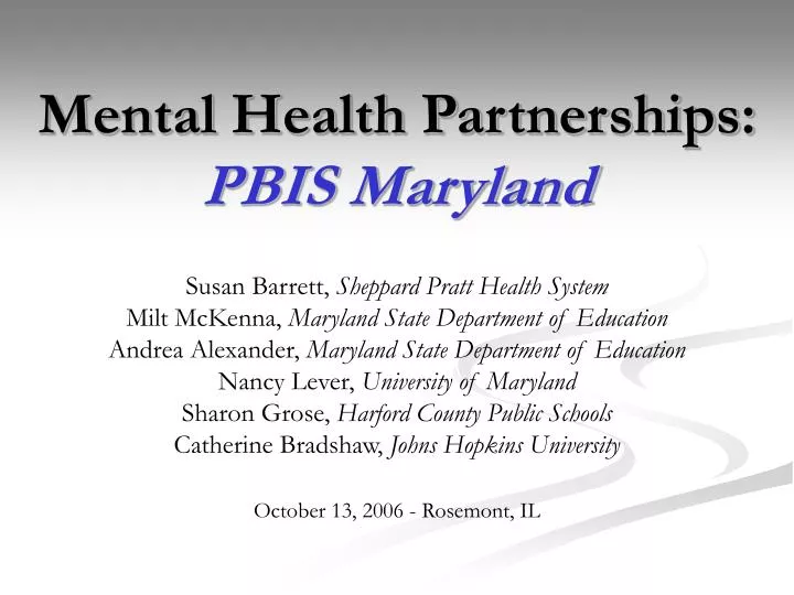 mental health partnerships pbis maryland