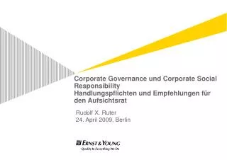 Corporate Governance und Corporate Social Responsibility Handlungspflichten und Empfehlungen f ü r den Aufsichtsrat