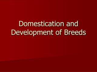 Domestication and Development of Breeds