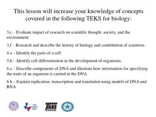 This lesson will increase your knowledge of concepts covered in the following TEKS for biology: