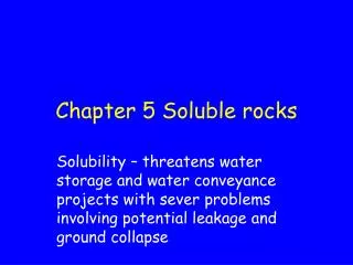 Chapter 5 Soluble rocks