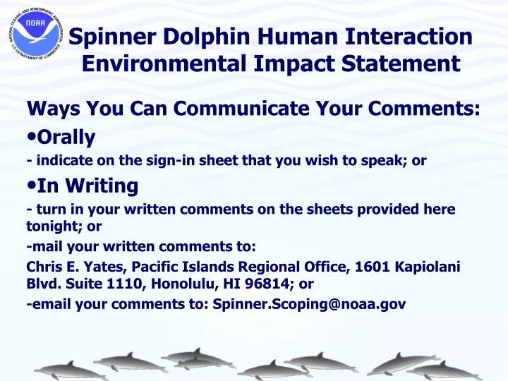 spinner dolphin human interaction environmental impact statement