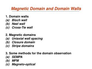 Magnetic Domain and Domain Walls