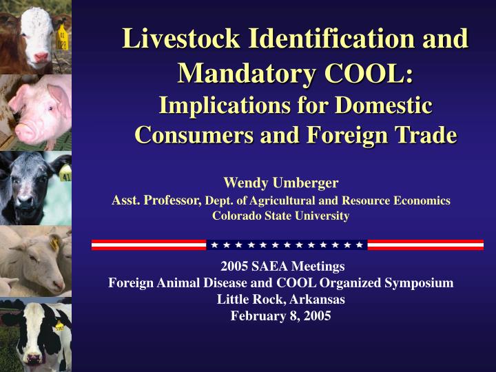livestock identification and mandatory cool implications for domestic consumers and foreign trade