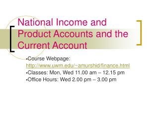 National Income and Product Accounts and the Current Account