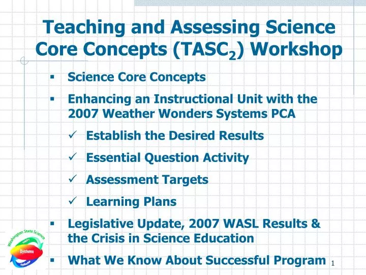 teaching and assessing science core concepts tasc 2 workshop