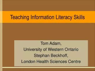 Teaching Information Literacy Skills