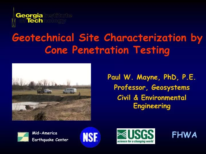 geotechnical site characterization by cone penetration testing