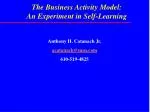 The Business Activity Model: An Experiment in Self-Learning - slide 1
