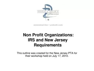 Non Profit Organizations: IRS and New Jersey Requirements