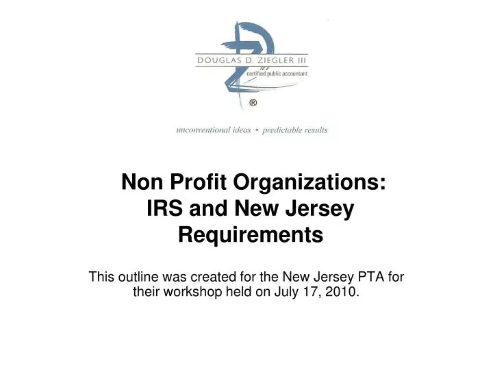 non profit organizations irs and new jersey requirements